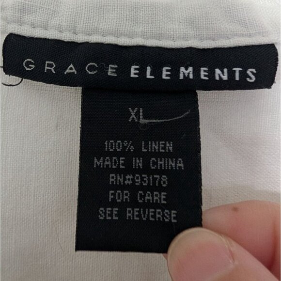 Grace Elements 100% Linen Smocked Shirt Womens Size XL White Button Front - Picture 5 of 12